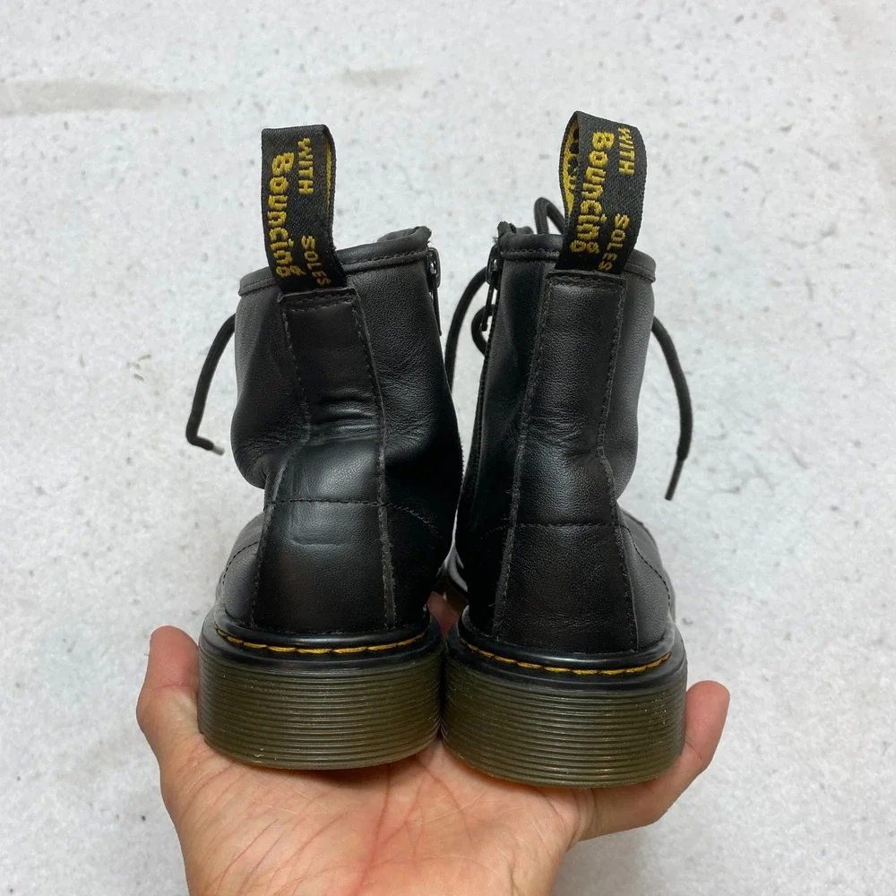 Dr. Martens Boots Kids 3 Black 1460 J Side Zip Leather Combat Boots